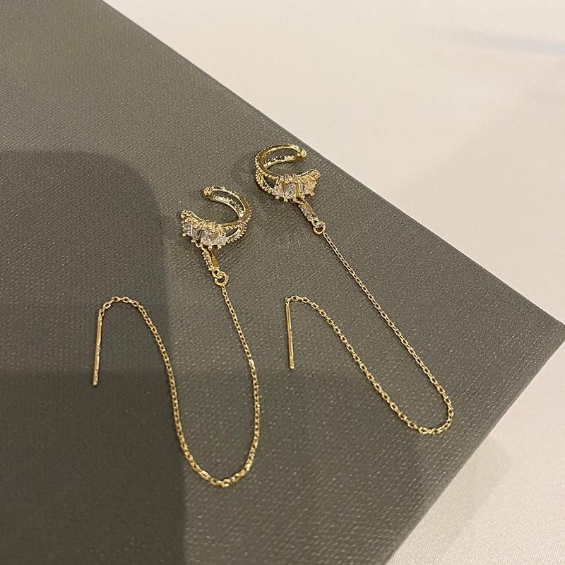 Earline, Earbone Clip, Интегрированные серьги, Женский дизайн с длинной кисточкой, Популярная мода и простые серьги