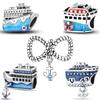 Copper Travel Charm Blue Cruise Ship'S Anchor Pendants Fit Diy Original Bracelet Necklace Fashion Party Jewelry