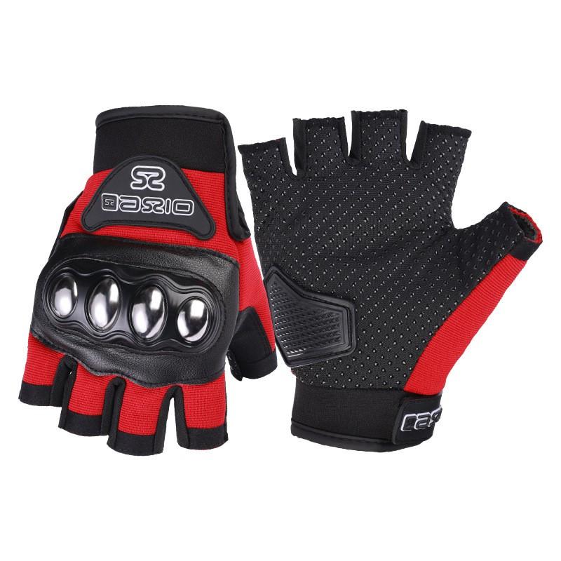 Mens Motorcycle Riding Gloves Semi-Finger Breathable Anti-Slip Abrasion Resistant Cycling Protective Gear Safety