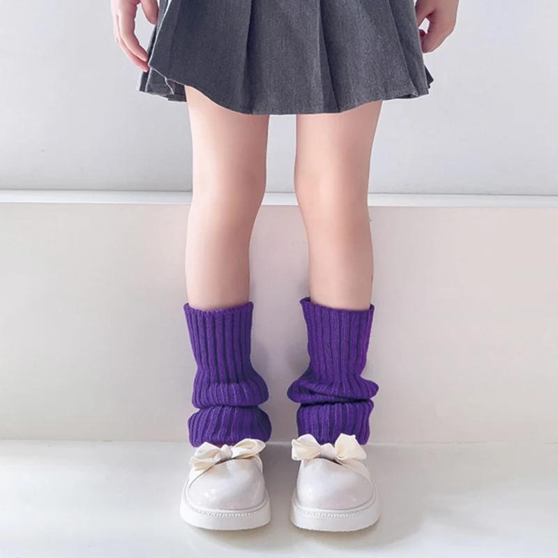 Sweet Girls Candy Color Korean Kids Leg Warmers Knitted Foot Cover Children Solid Autumn Winter Elastic Versatile Elephant Socks