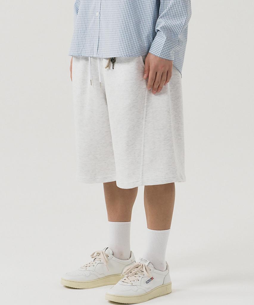 GNOK Curved Sweat Shorts [White Melange]