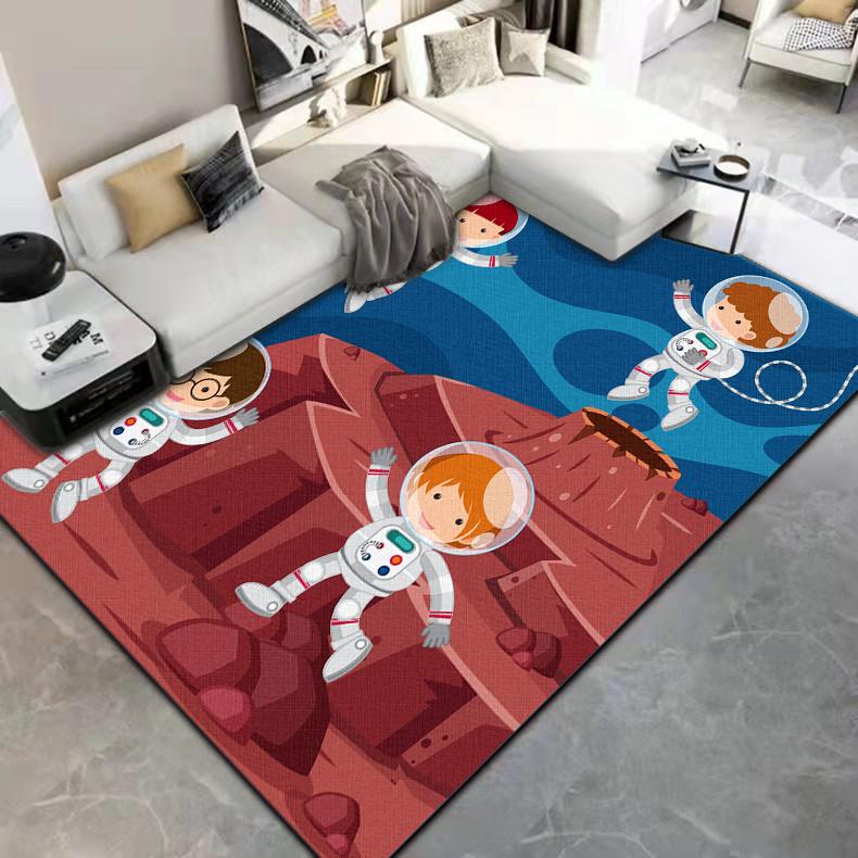 Cartoon Astronaut Carpet Camping Cushion Floor Mat Living Room Game Area Rug Floor Mat Children's Room Play Aera Mat Kawaii Rug