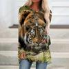 Animal Tiger 3d Print Long Sleeve T-shirt Women Fashion Crewneck Loose Tunic Tops Women Fall Clothing Femme Tops Y2k Style