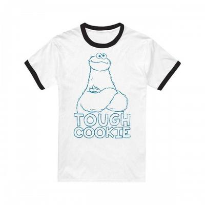 Sesame Street Unisex Adult Tough Cookie Monster Ringer T-Shirt