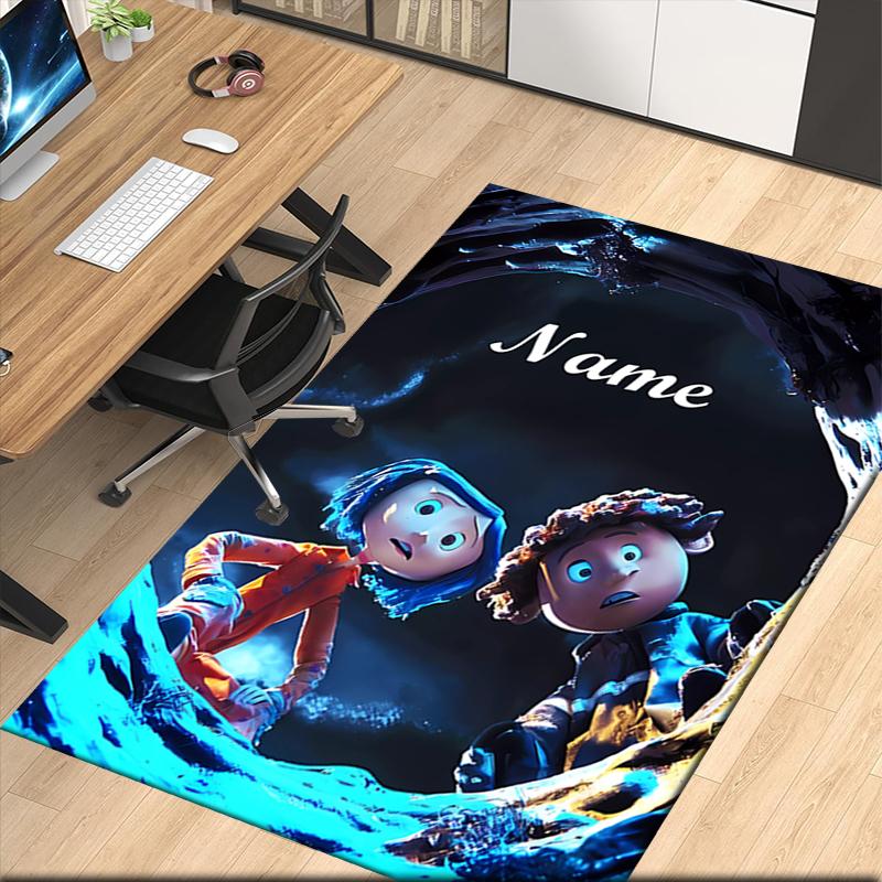 Custom Name Coraline Printed Carpet, for Office Chair Living Room Bedroom Kitchen Room Decor Gifts.