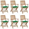 Day and Night - Day and Night Folding Garden Chairs 6 Units and Cushions Solid Acacia Wood
