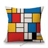 Modern Abstract Art Geomtric Lines Red Blue Yellow Piet Mondrian Oil Painting Home Decorative Pillow Case Linen Cushion Cover