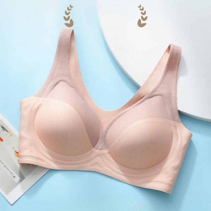 One-piece Non-marking Underwear for Women with Gathered and Fixed Cups with Soft Support and No Steel Ring Bra