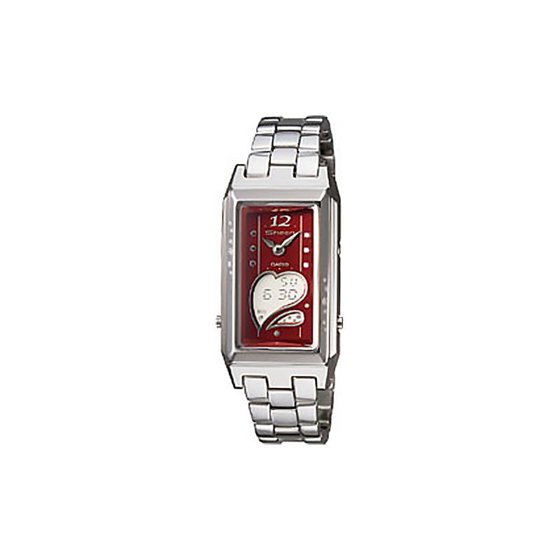 Casio SHEEN Life Водонепроницаемый Кварцевый Механизм Стальной Ремешок Японские и Корейские Часы Женские Часы Красный Циферблат SHN-6002D-4A2