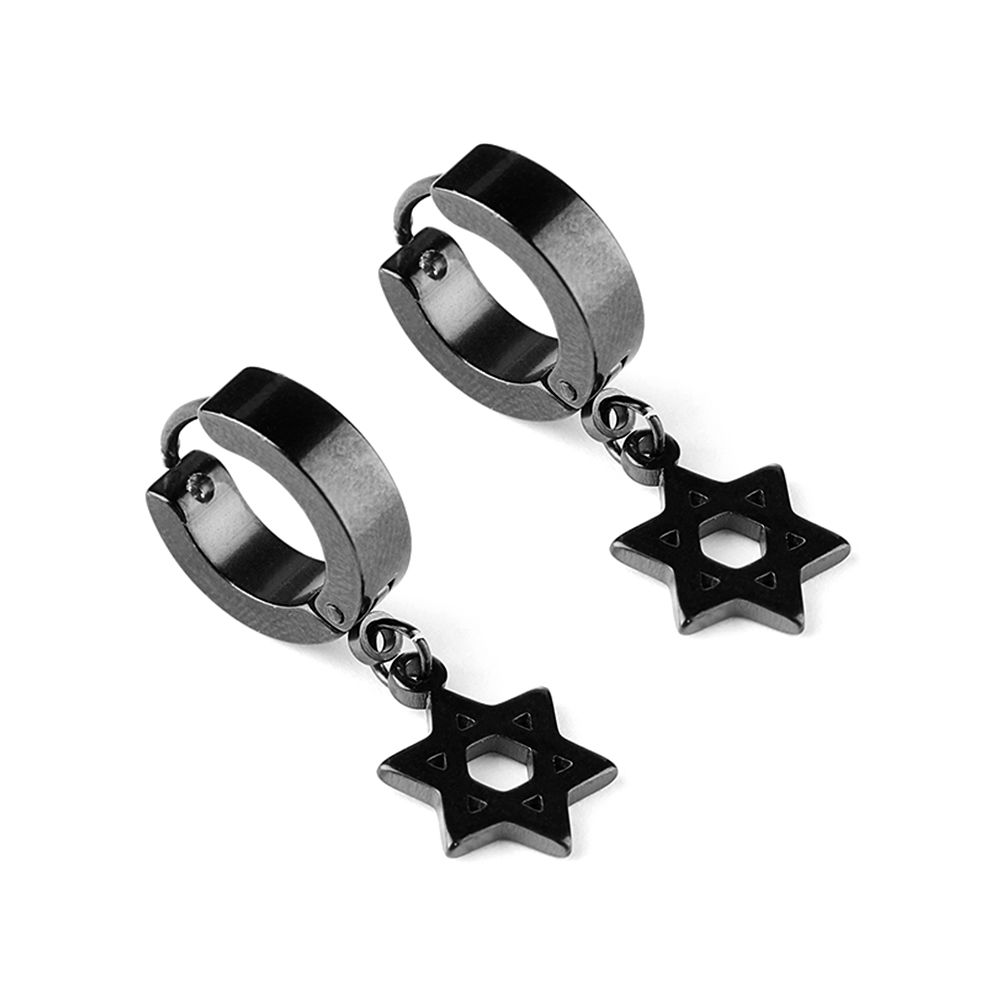 1Pc Punk Gothic Piercing Stainless Steel Cross Stars Dangle Earrings Ear Stud Pendant