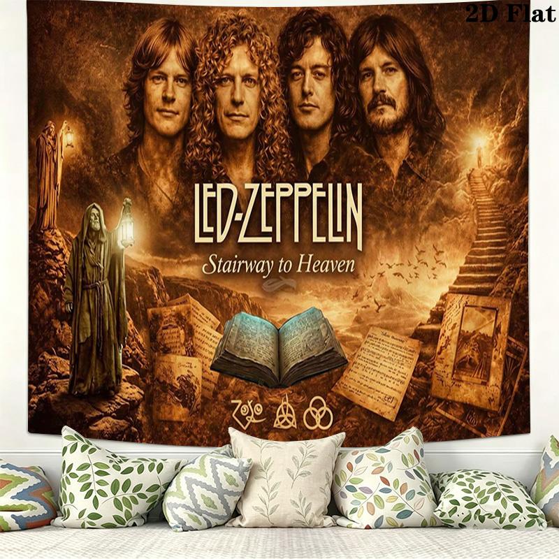 Led zeppelin Wall Tapestry Aesthetic Wall Hanging Printed Fabric Blanket Decorative Tapestries for Bedroom Living Room Home Decor