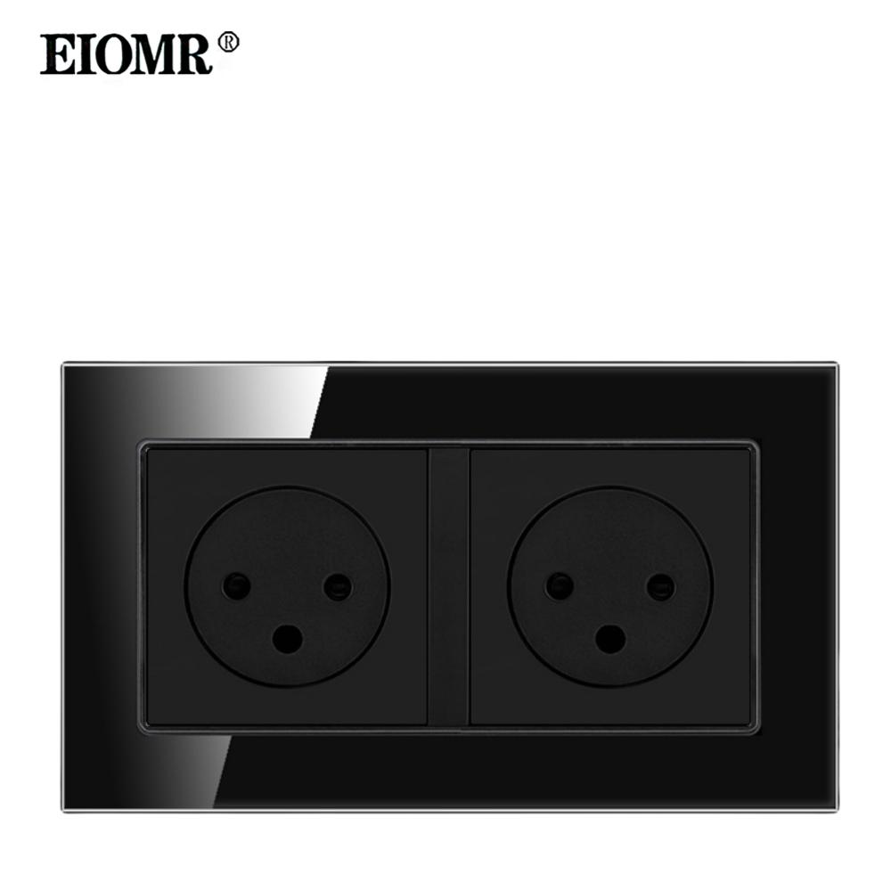 EIOMR Черное Хрустальное Стекло Израиль USB Type-C Зарядная Настенная Розетка, AC 230V 16A ТВ Телефон Звонок Выключатель Света Израиль Домашняя Розетка