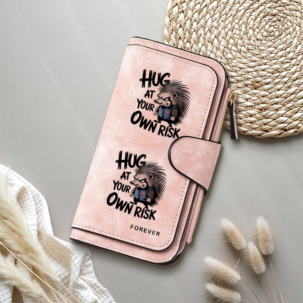 Hedgehog Print Wallet Faux Leather Long Purse Card Holder For Daily Use