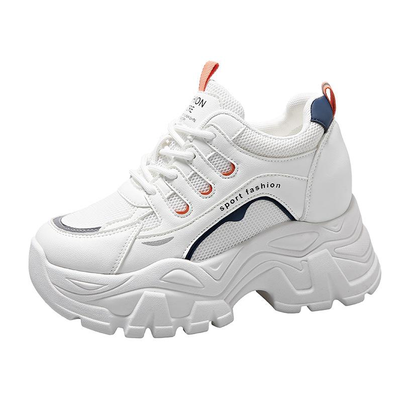 Модные женские вулканизированные туфли 202 Новый стиль Внутренний рост Увеличивающий Универсальный Повседневный Толстая подошва Спортивные женские туфли