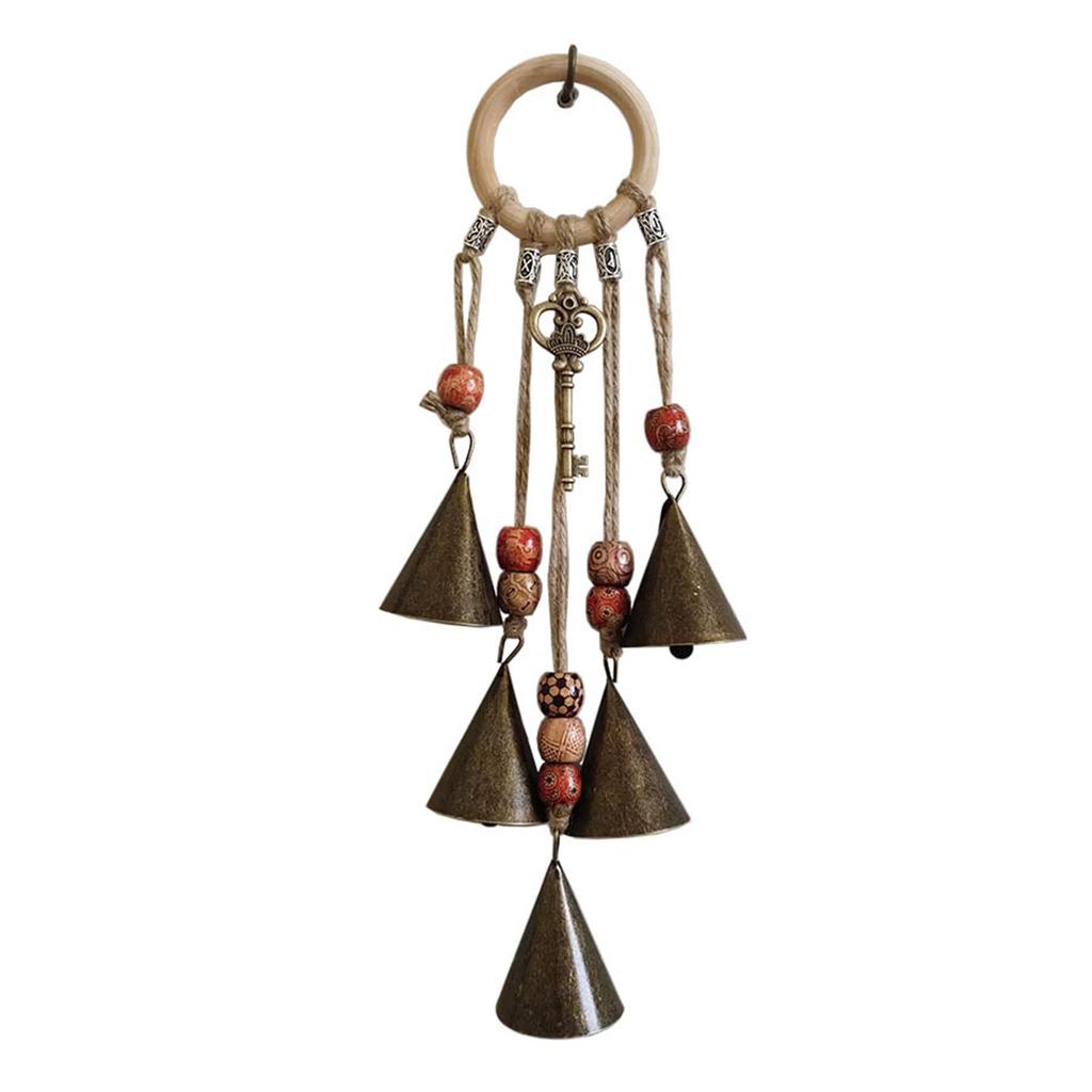 Witch Bell Protection Door Hangers Wind Chime Wreath Handmade Wiccan Magic Hanging Ornament for Home Doorknob Witchcraft