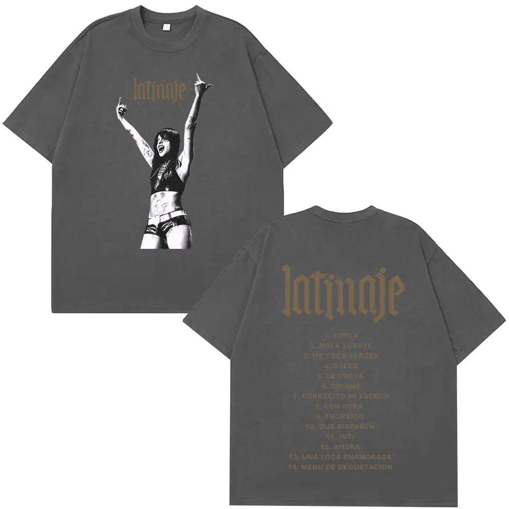 Harajuku Tshirt Singer Cazzu Latinaje Album Vintage Graphic T Shirt Y2k Fashion Shortsleeved Casual Loose Tshirts Unisex