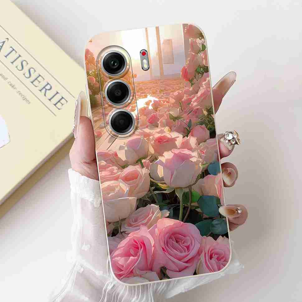 For Tecno Camon 40 Pro 5G Case Fashion Flower Cute Rabbit Soft Silicone Cover For Tecno Camon 40Pro 5G 6.78" Bumper Phone Cases