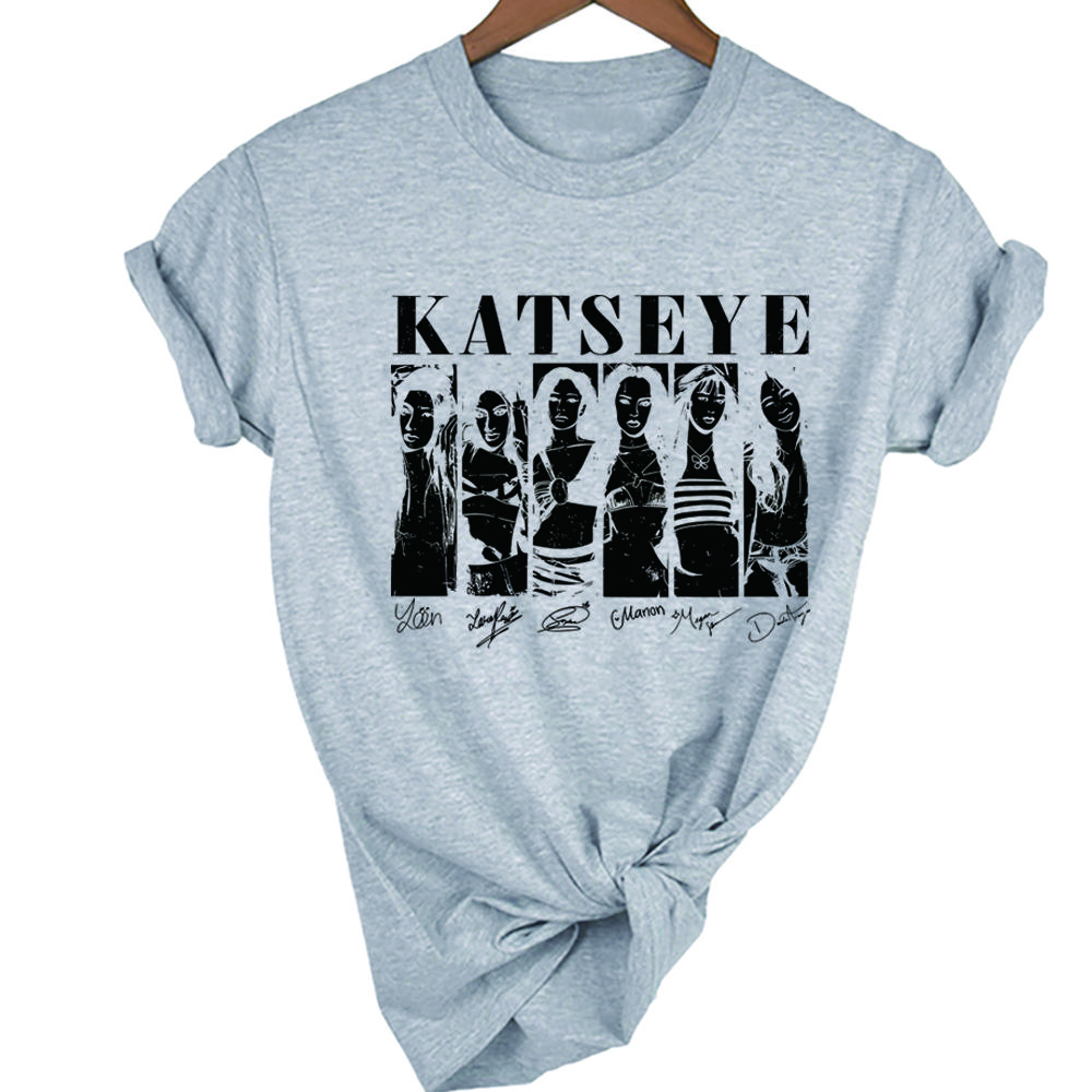 Aesthetic Katseye Music Tshirt Kpop Shirt Beautiful Chaos Tshirt Trendy Music Tee Y2k Top Unisex Short Sleeves Tops Fans Gift