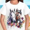 Новая мультяшная футболка детская футболка с коротким рукавом свободная повседневная с рисунком лошади топы для девочек