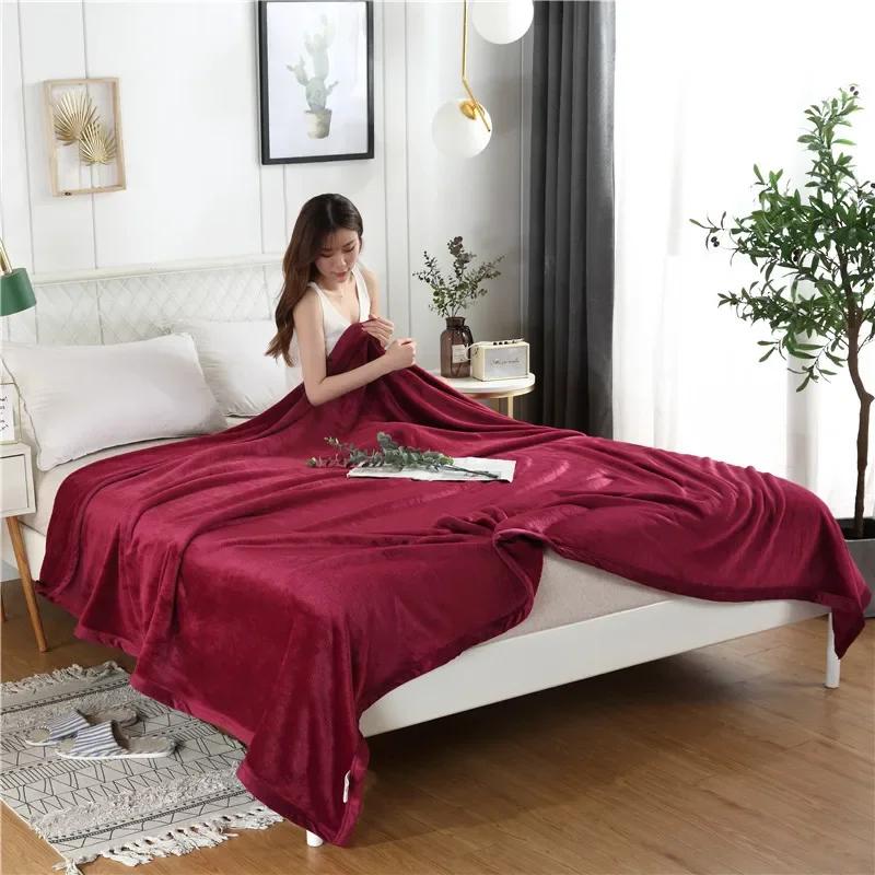 Современное минималистичное однотонное коралловое флисовое одеяло, универсальное для четырех сезонов, толстое, теплое, для кондиционирования воздуха, для сна и отдыха