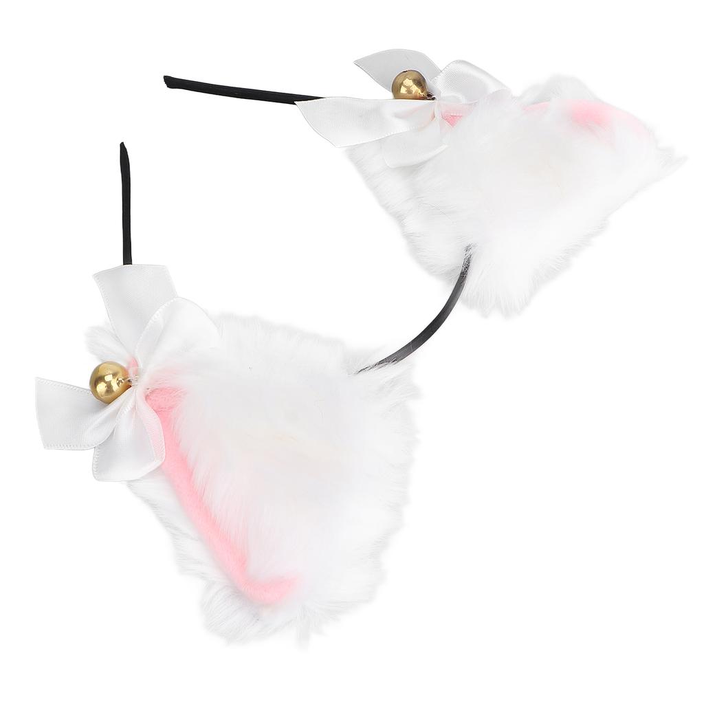 Пушистые кошачьи ушки на ободке Милая плюшевая повязка для волос с колокольчиком для костюма на Хэллоуин, косплея, вечеринкиБелый