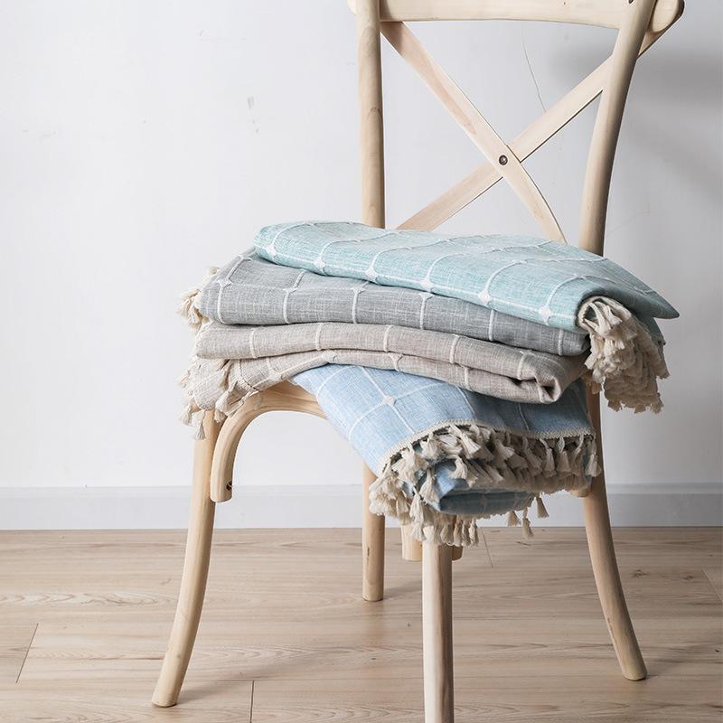 Жаккардовая клетчатая скатерть, хлопково-льняная с кисточками пыленепроницаемая крышка стола, для ужина, свадьбы, квадратный декор столешницы