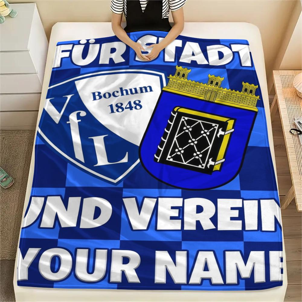 1PC Custom Name VfL Bochum 1848 Patterned Flannel Blanket Suitable For All Seasons for Home Decor Warmth and Comfort Gifts Holiday Present_xia