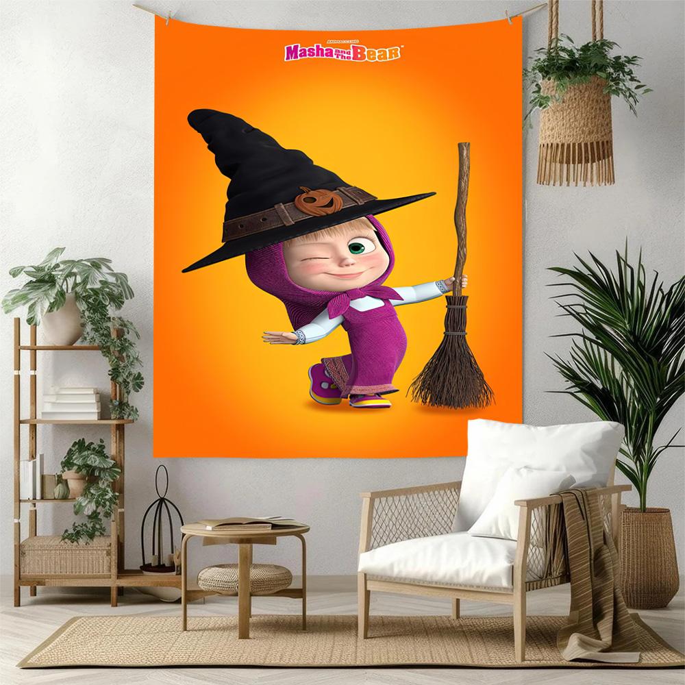 Masha Bear Wall Decor Tapestry Art For Pet Memorial Birthdaywedding Party Backdrop Family Gift