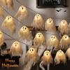 LED Ghost String Light Handmade Light-up Halloween Cloth Ghost Garland for Party Haunted House Fireplace Porch Decor