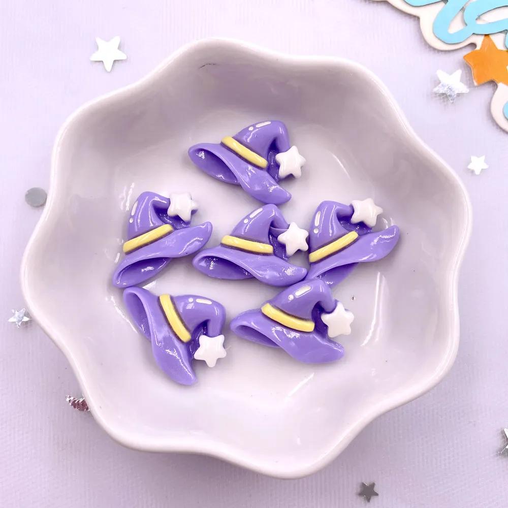 10 шт. смоляных красочных милых фигурок в виде ведьминой шляпы, кошки, летучей мыши, черепа, плоских камней, сделай сам, бант, украшение на Хэллоуин, аксессуары для скрапбукинга