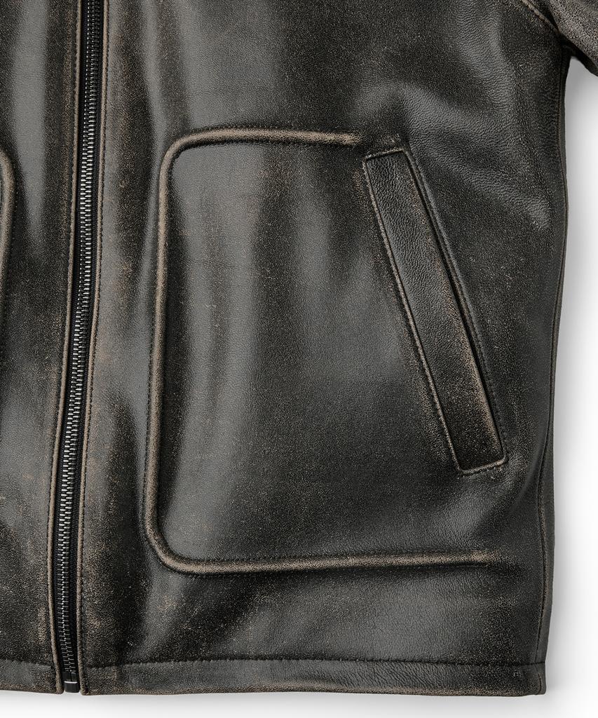 MMIC Aged Leather Jacket (Deep Brown)