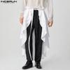 Men Women Belt Waist Pleated Skirts Irregular Layers Culottes Kilts