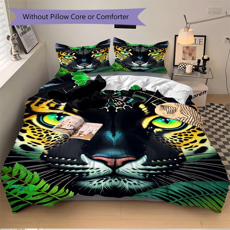 3pcs Tiger Print Duvet Cover Set -Includes 1 Duvet Cover and 2 Pillowcases, No Quilt Core, All-Season Home Decor yy251111168