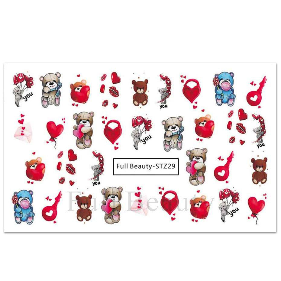 Nail Art Stickers Ins Valentine's Day Romantic Bear Love Letter Love Tree Watermark Sticker