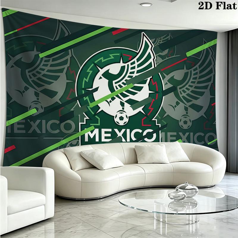 Mexico National Football Team Wall Tapestry Aesthetic Wall Hanging Printed Fabric Blanket Decorative Tapestries for Bedroom Living Room Home Decor