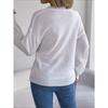 Women's Autumn and Winter Solid Color V-neck Button Twist Lantern Sleeve Pullover Sweater