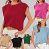 Повседневный однотонный женский пуловер с коротким рукавом с круглым вырезом для самолетов с короткими рукавами, летняя дышащая легкая мягкая удобная футболка для работы и отдыха, топ