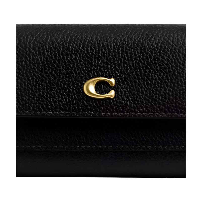 Coach Мира 19 Длинный Классический Кожаный Кошелек Женский кошелек Черный CAO17-B4BK