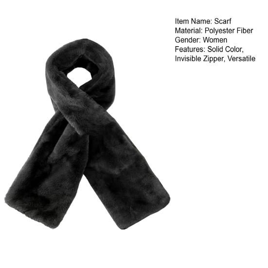 Шарф со скрытой молнией однотонный мягкий удобный теплый унисекс зимний шарф кошельки телефоны карман искусственный мех шарф-петля
