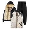 Мужской спортивный костюм Модный джоггер Зимний графеновый флис Теплая куртка с капюшоном Жилет + Брюки 3 предмета Мужской повседневный костюм для бега и спорта