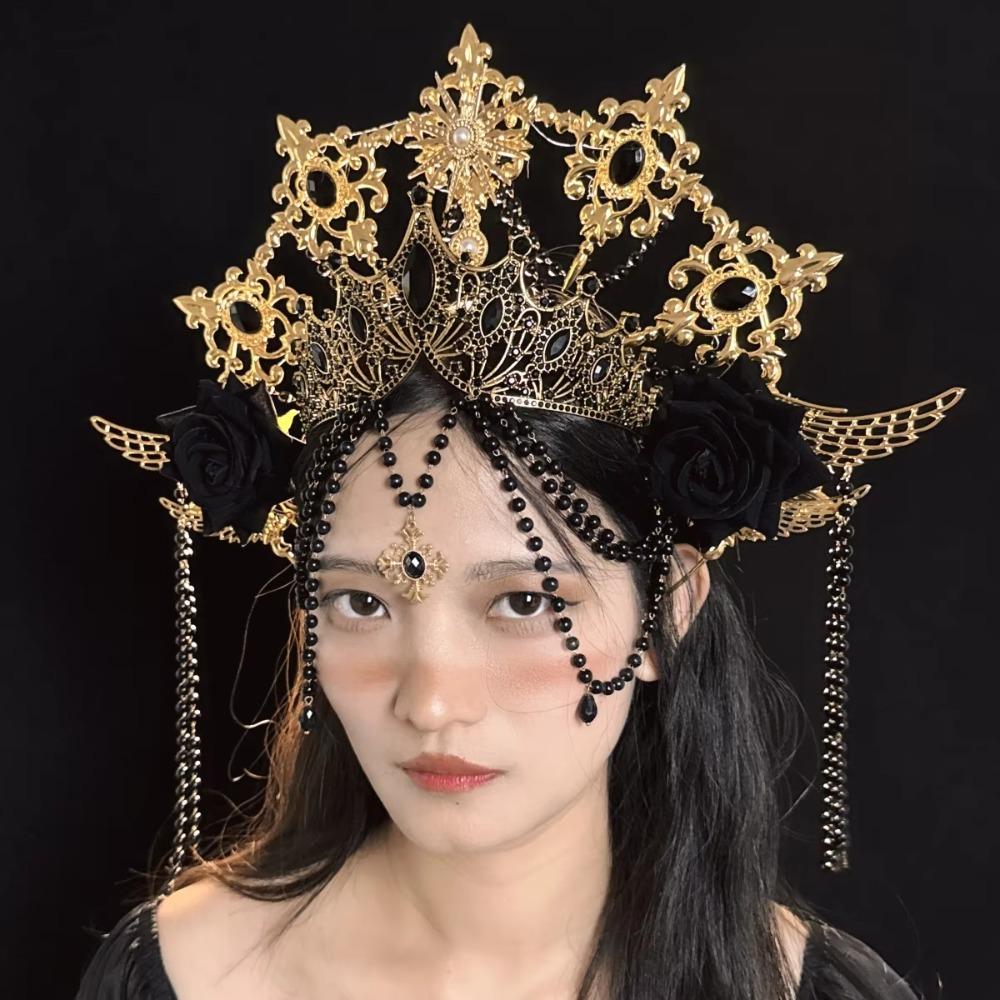 Luxury Gothic Crowns Headpiece Stage Performance Goddess Halo Headwear Dress Accessories