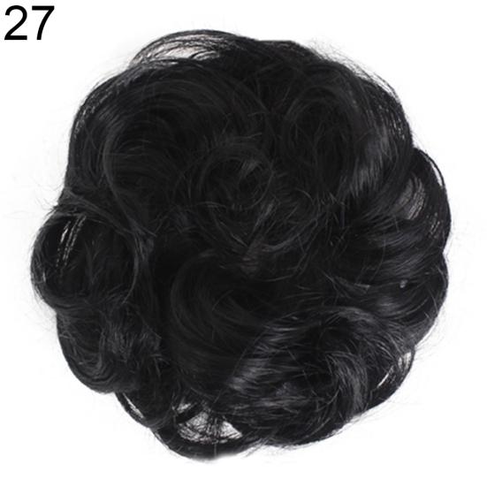 Women Hair Bun Extension Wavy Curly Messy Donut Chignons Wig Hairpiece