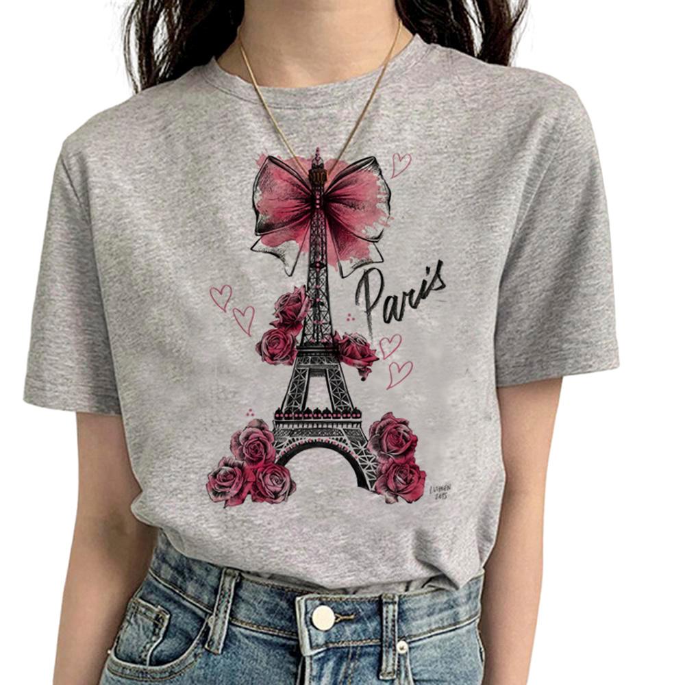 Paris Tshirt Women Y2K Streetwear T Shirt Girl Y2k 2000s Manga Clothes