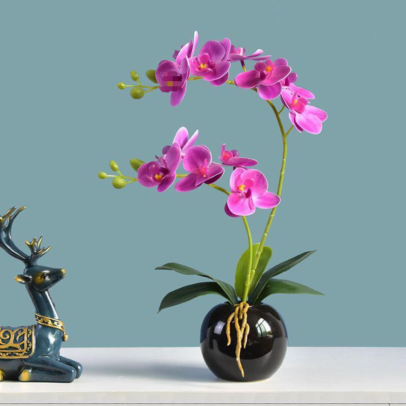 2шт бабочка орхидея имитация цветка искусственный фаленопсис с ручным ощущением листья орхидеи
