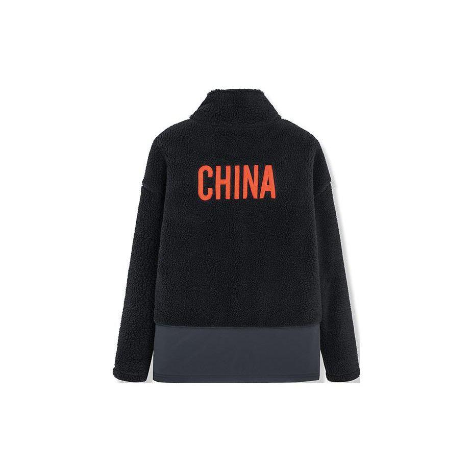 Anta Куртка на флисовой подкладке с нашивкой в ​​виде национального флага на молнии, мужские куртки черного цвета 152250703-2