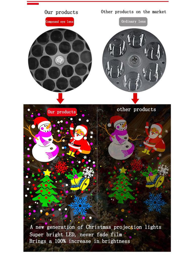 Cross-Border Blizzard 16-Print Christmas & Halloween проекционная лампа - USB 5V Snowflake Праздничный ночник
