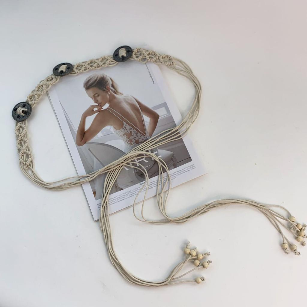 Vintage Woven Bohemian Waist Rope With Skirt Ethnic Style Decorative Summer Belt Simple Waist Chain Belt