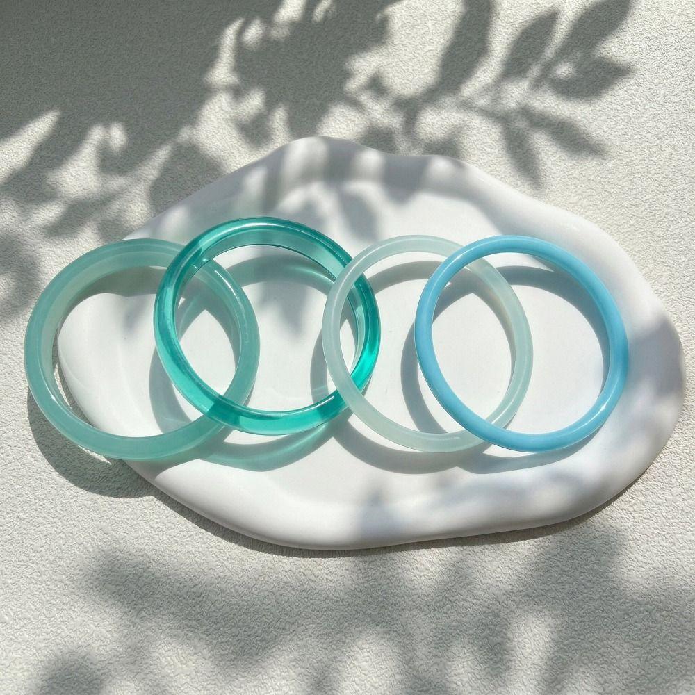 4Pcs/Set Resin Bangle Stackable Boho Bracelets Fashion Geometric Bracelets Women