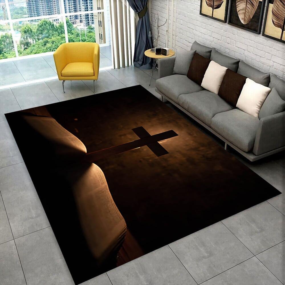 Коврик для молитвы с библейским крестом Иисуса, ковер для дома, гостиной, спальни, дивана, коврик для двери, декор для детской игры, нескользящий напольный коврик, подарок