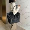 Tote Bag For Women Nylon Large Capacity Shoulder Bag With Zipper Underarm Bag Solid Color For Work Travel Shopping Shopper Bag